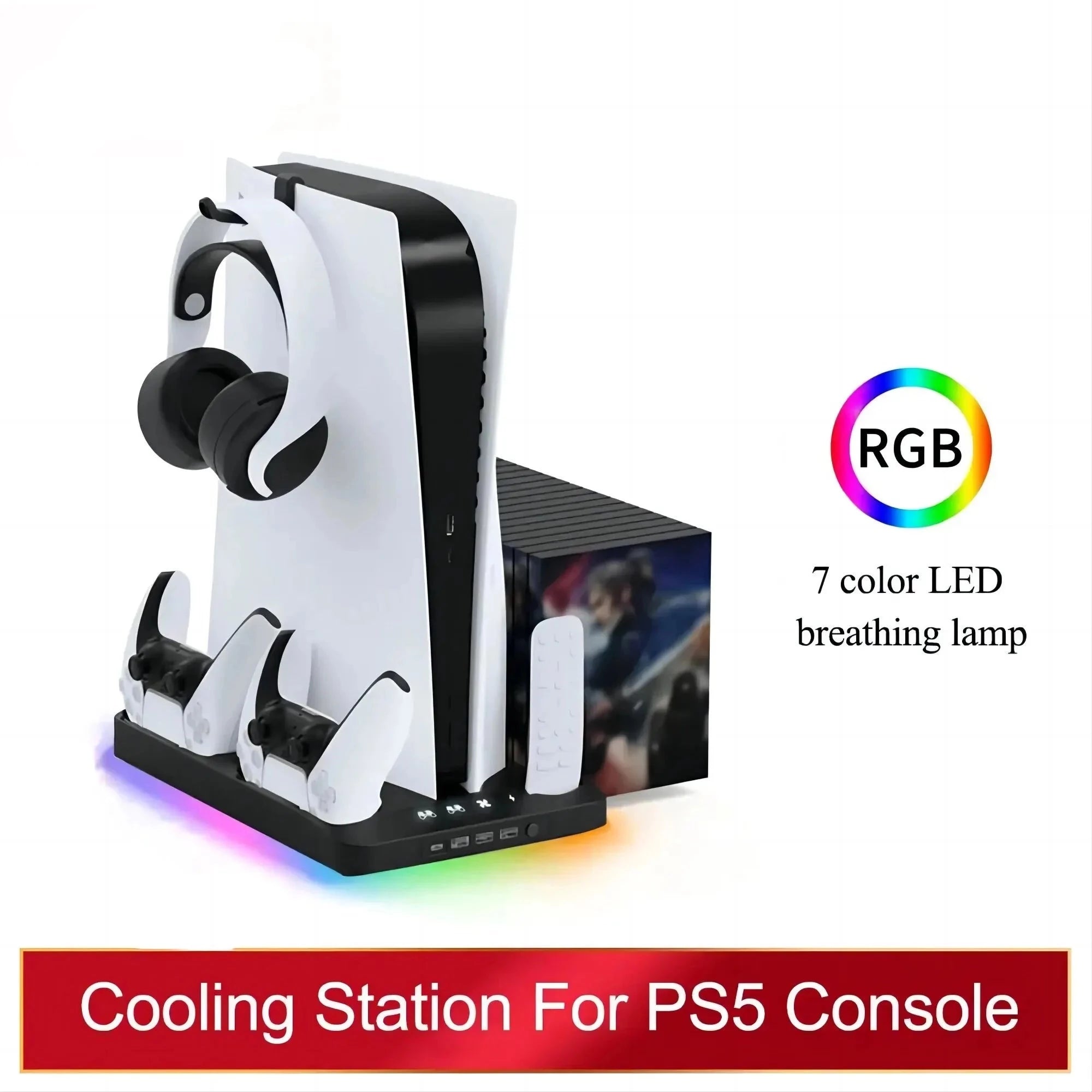 PS5 Stand-koelstation met RGB-licht - Ecoversify