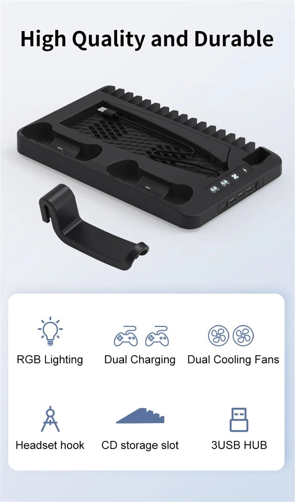 PS5 Stand-koelstation met RGB-licht - Ecoversify